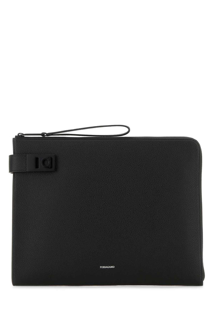 Salvatore Ferragamo Men Black Leather Clutch