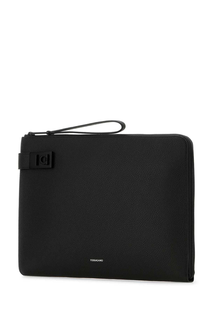 Salvatore Ferragamo Men Black Leather Clutch