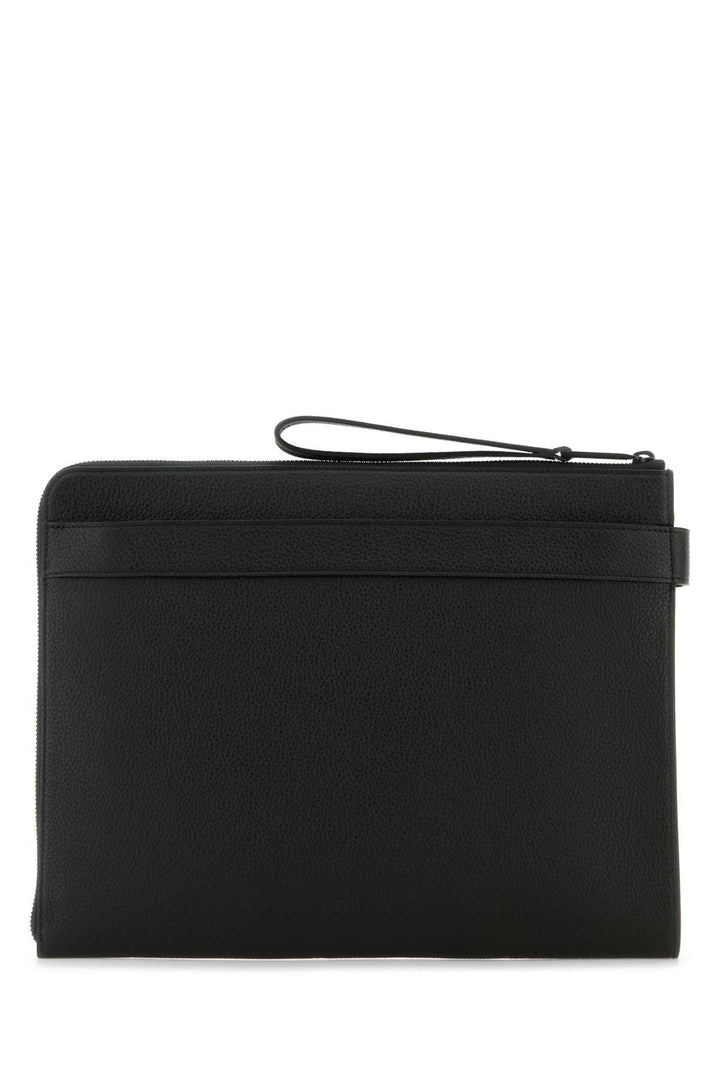 Salvatore Ferragamo Men Black Leather Clutch