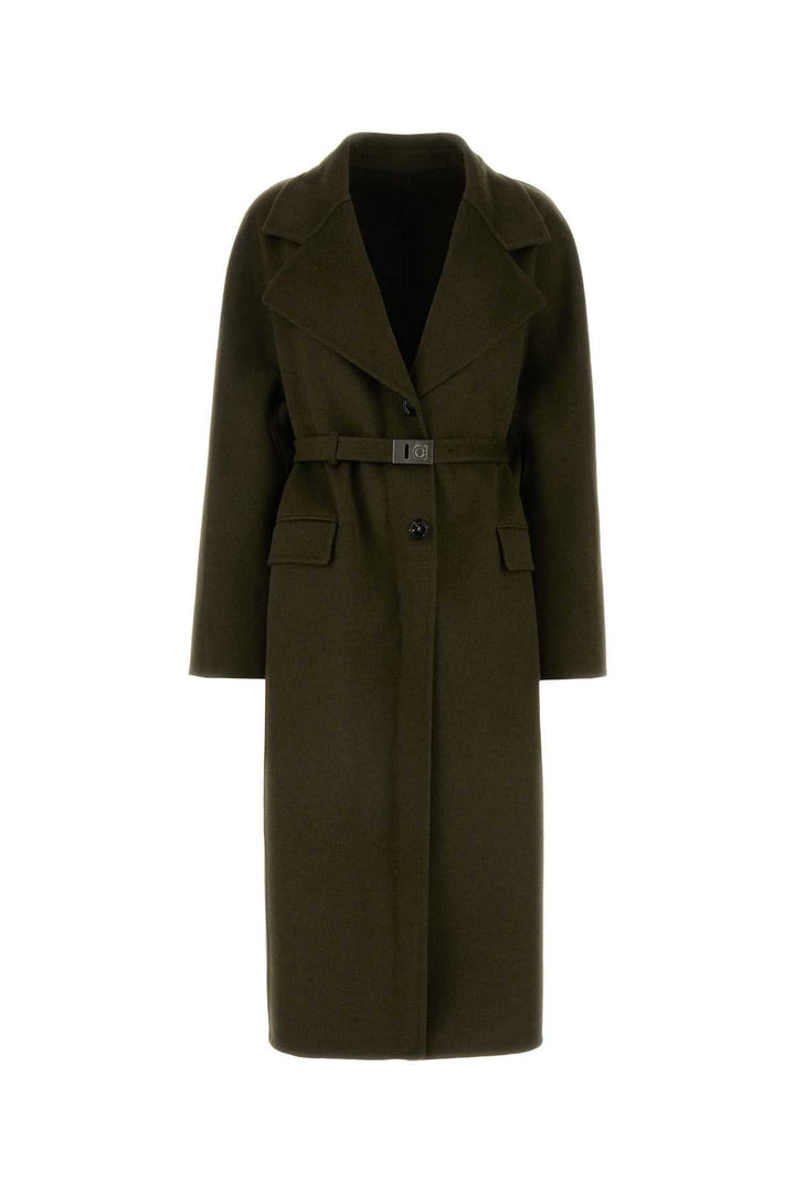 Salvatore Ferragamo Women Olive Green Wool Blend Coat