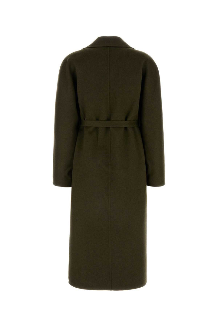 Salvatore Ferragamo Women Olive Green Wool Blend Coat
