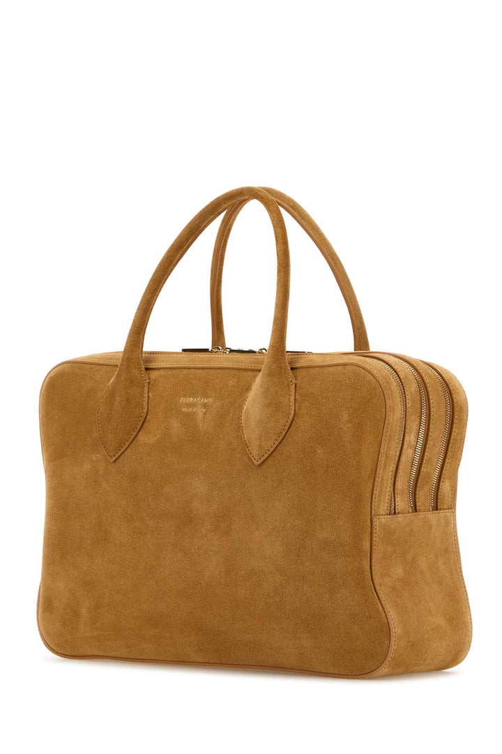 Salvatore Ferragamo Women Camel Suede Medium Handbag