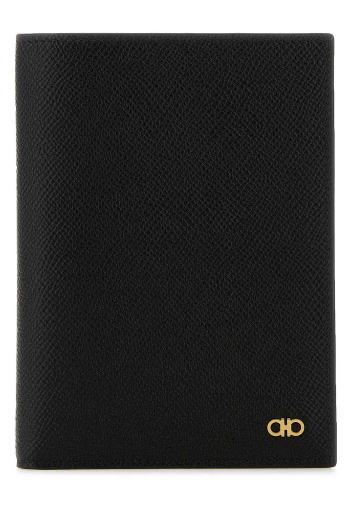 Salvatore Ferragamo Men Black Leather Passport Holder