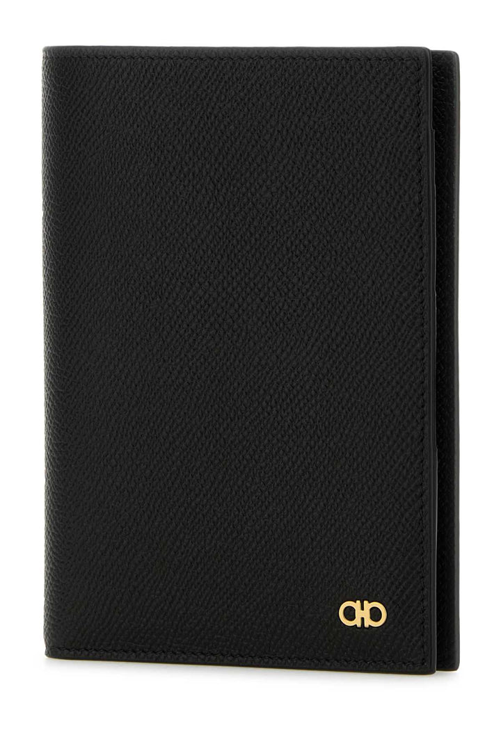 Salvatore Ferragamo Men Black Leather Passport Holder