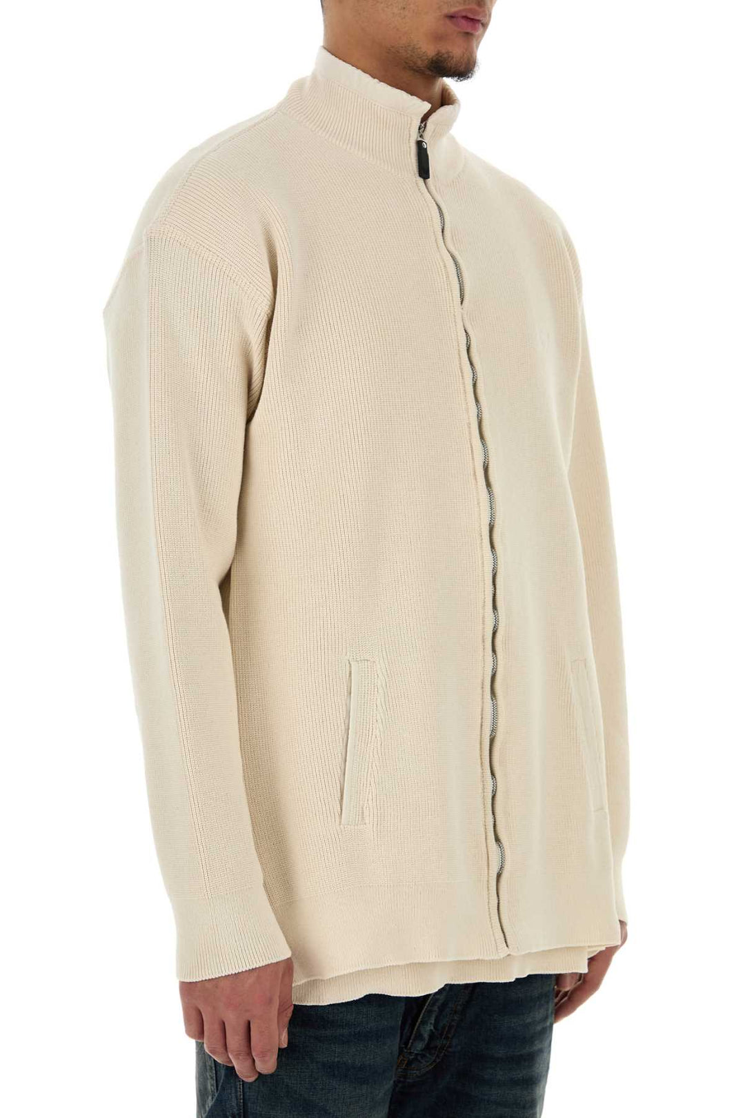 Balenciaga Men Cream Cotton And Polyester Sweater