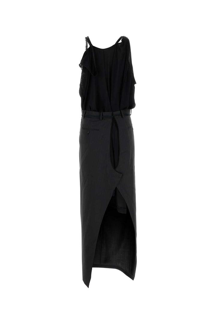 Balenciaga Women Black Georgette And Jersey Patched Slip Dress