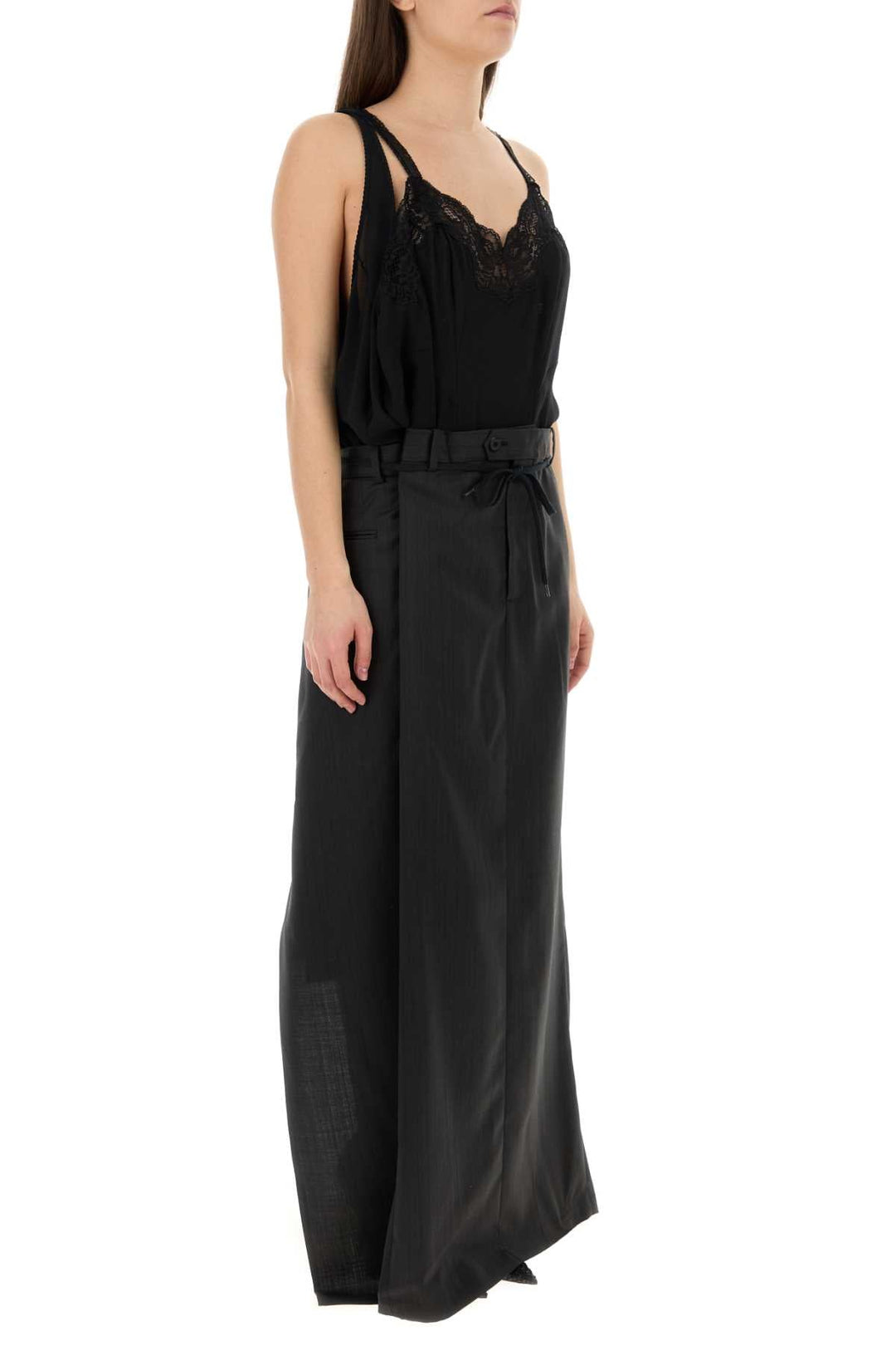 Balenciaga Women Black Georgette And Jersey Patched Slip Dress