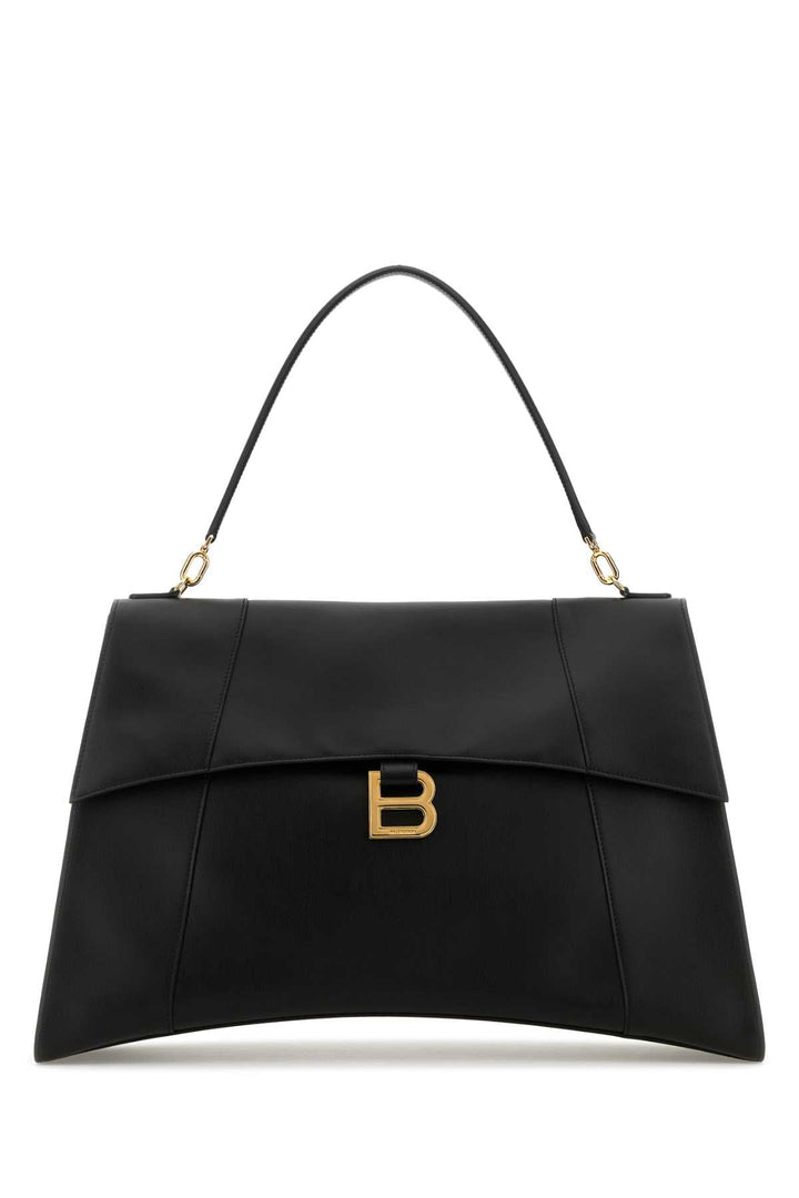 Balenciaga Women Black Leather Large Hourglass Soft Handbag