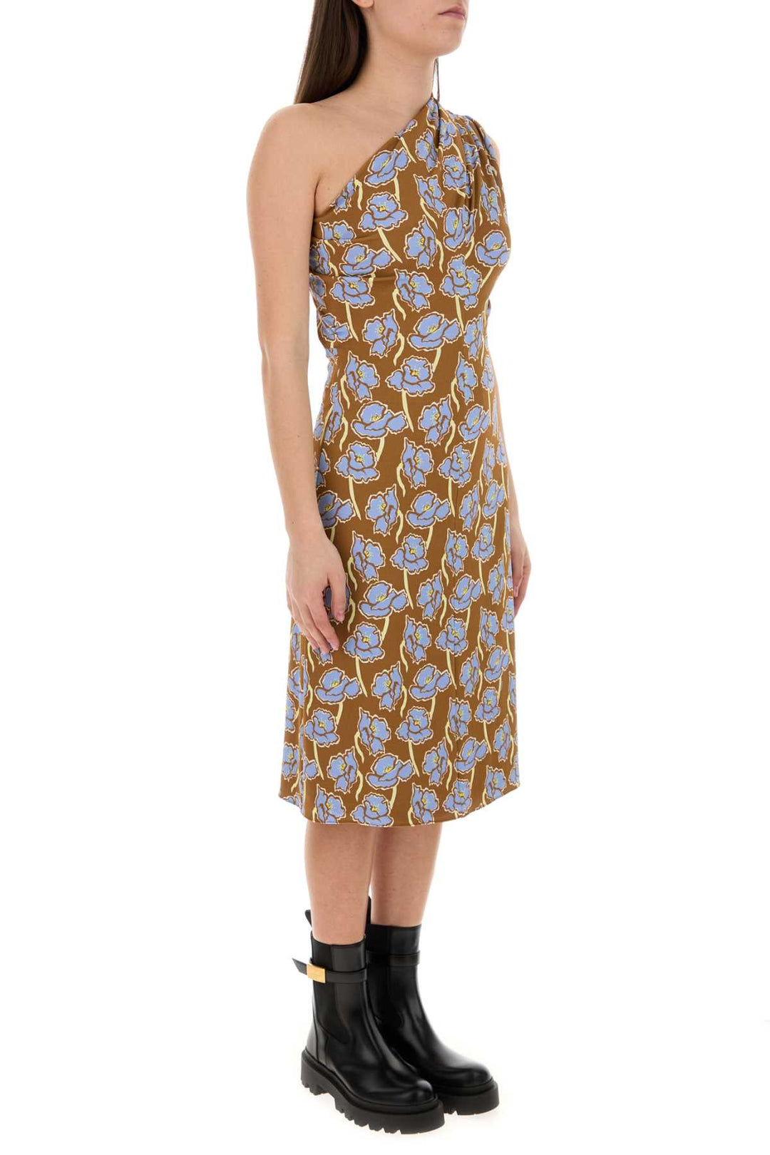 Versace Women Printed Stretch Crepe One-Shoulder Dress