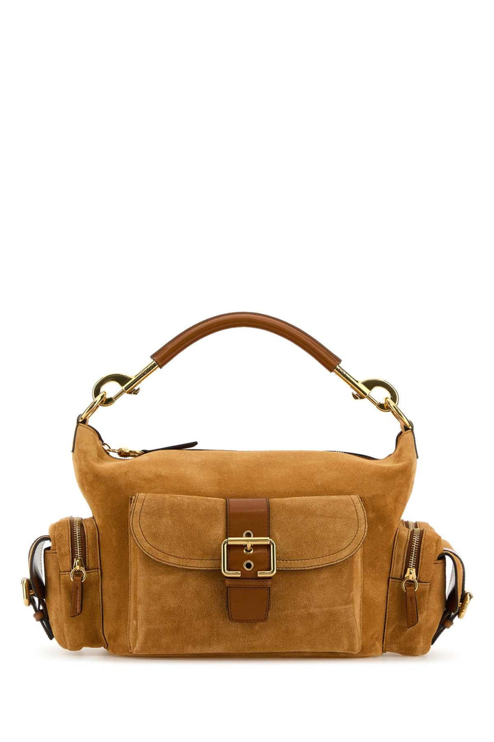 Chloe Women Camel Suede Medium Camera Bag Handbag