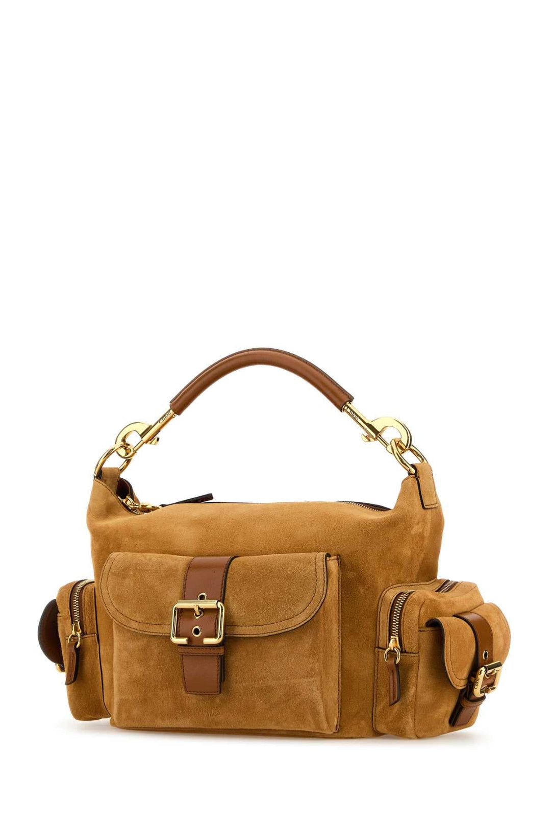 Chloe Women Camel Suede Medium Camera Bag Handbag