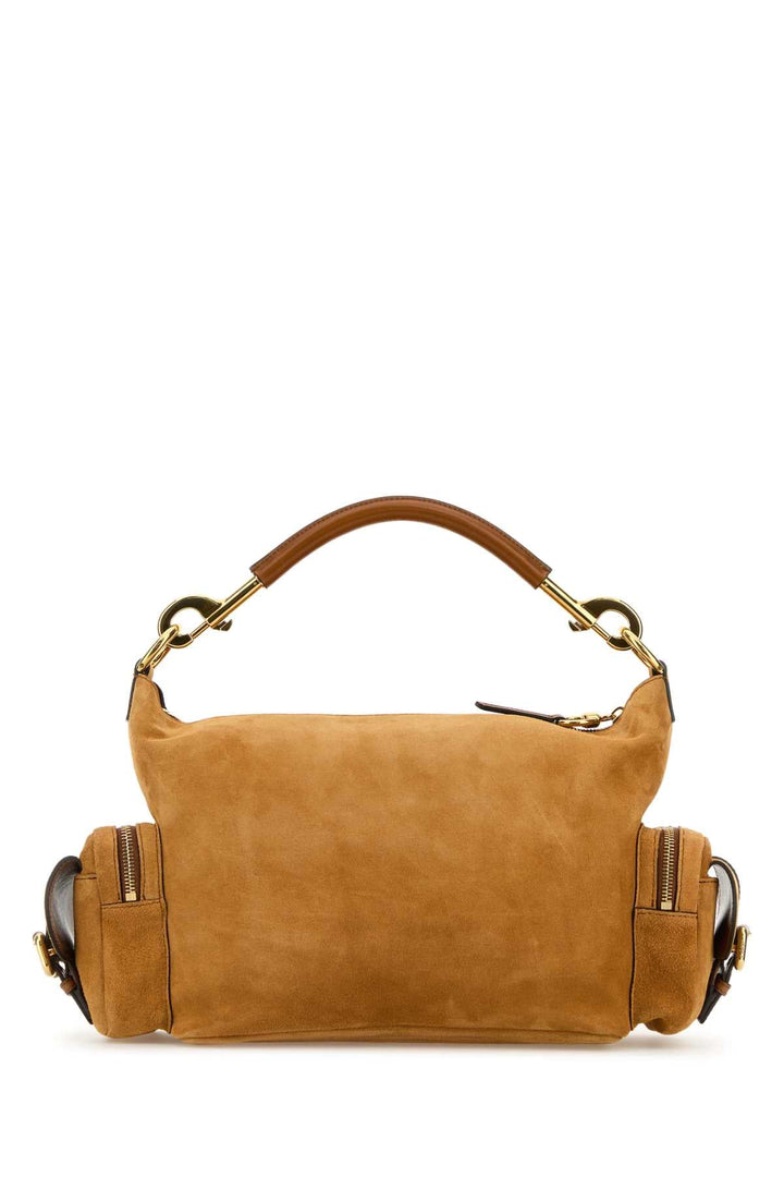 Chloe Women Camel Suede Medium Camera Bag Handbag