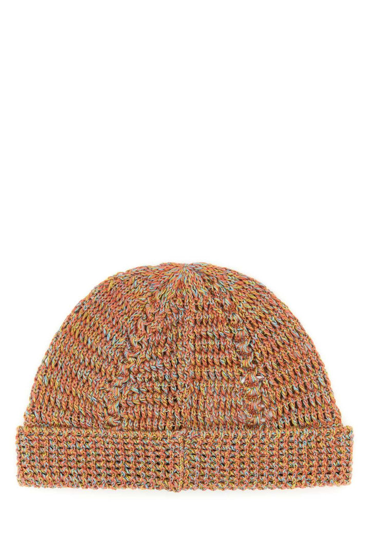 Valentino Garavani Men Multicolor Linen Blend Knitted Vlogo Signature Beanie Hat