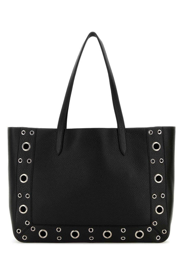 Valentino Garavani Women Black Leather Vlogo Signature Shopping Bag