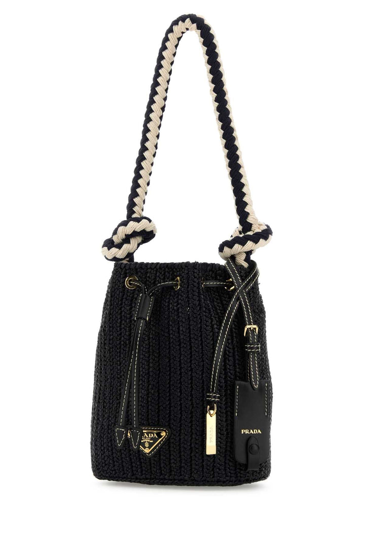 Prada Women Black Crochet Mini Bucket Bag