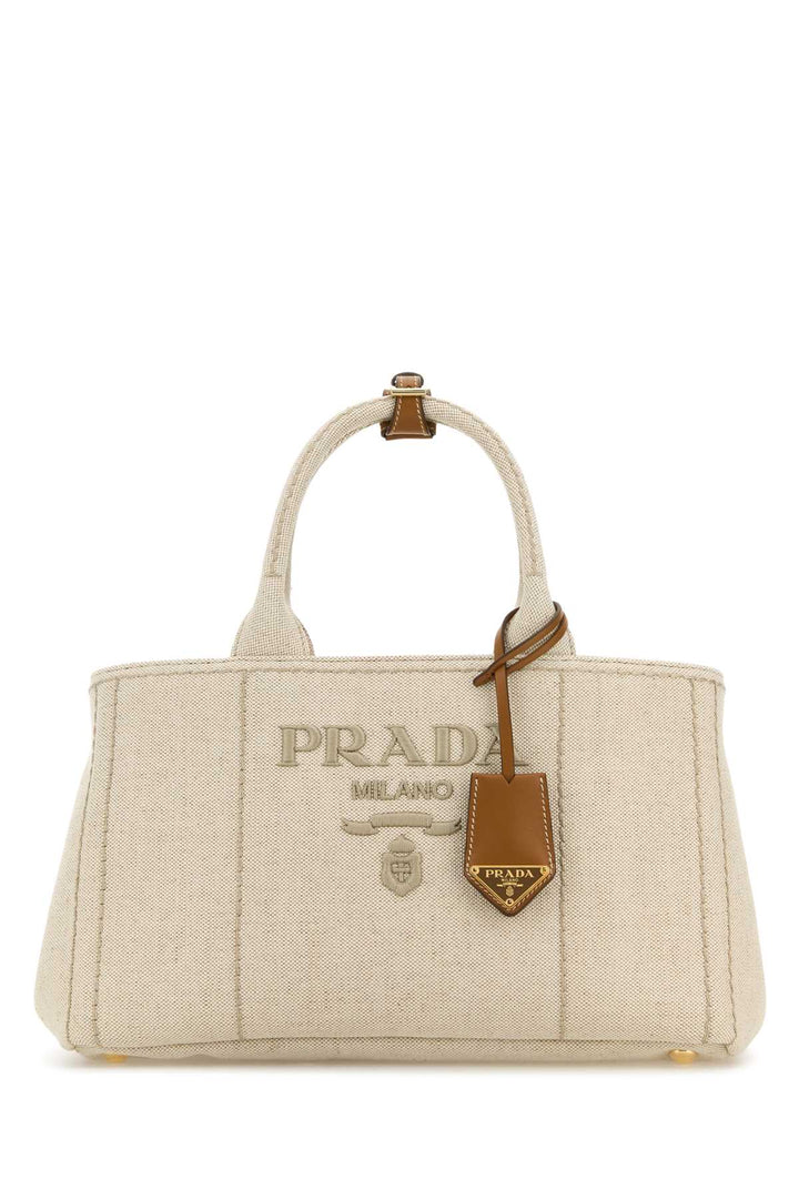 Prada Women Sand Canvas Shopping Bag