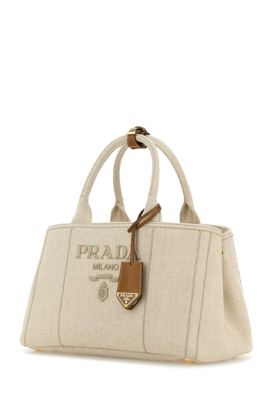 Prada Women Sand Canvas Shopping Bag