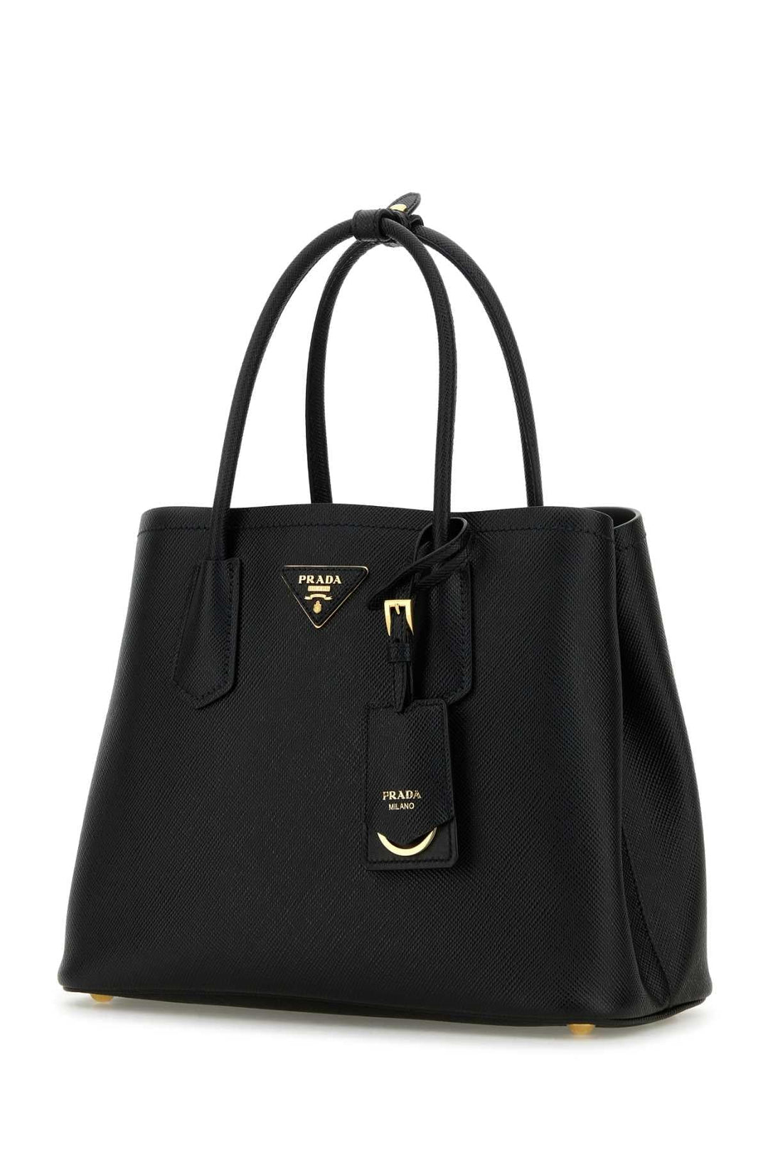 Prada Women Black Leather Small Double Handbag