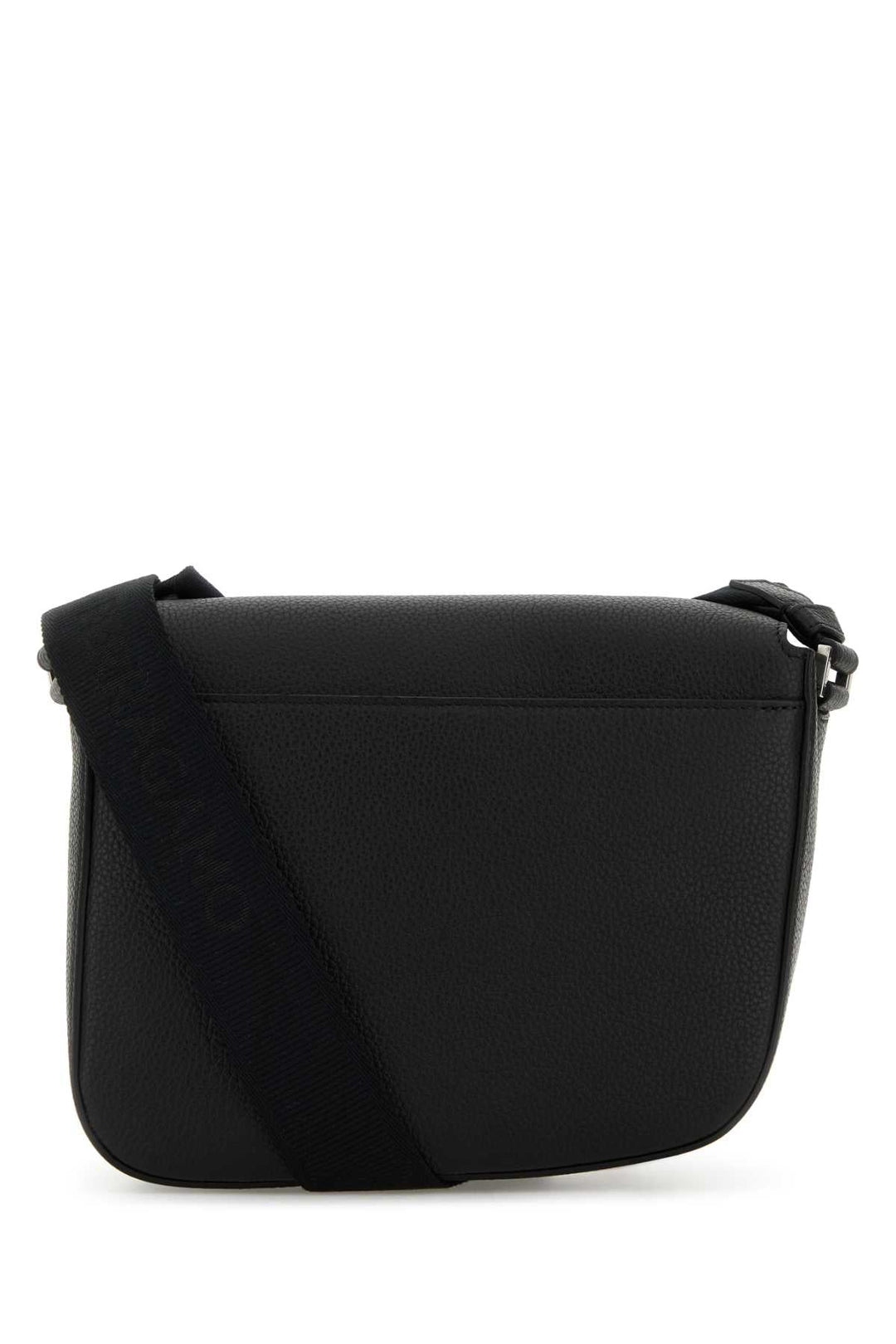 Salvatore Ferragamo Men Black Leather Fiamma Crossbody Bag