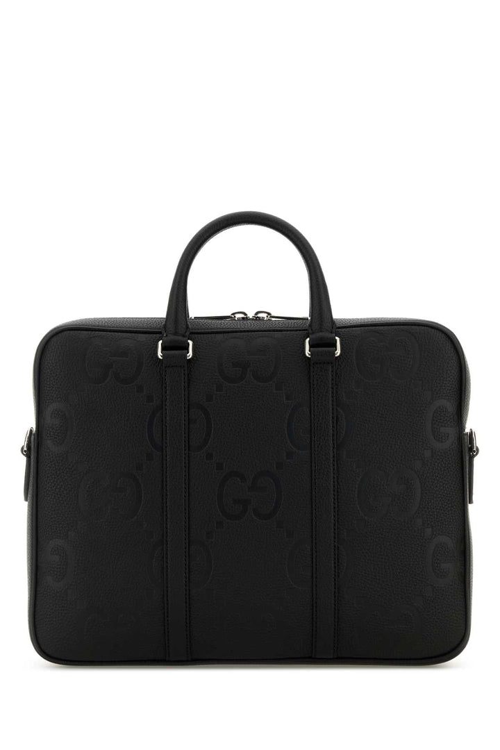 Gucci Men Black Leather Briefcase