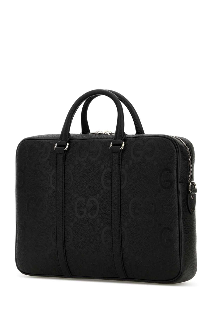 Gucci Men Black Leather Briefcase
