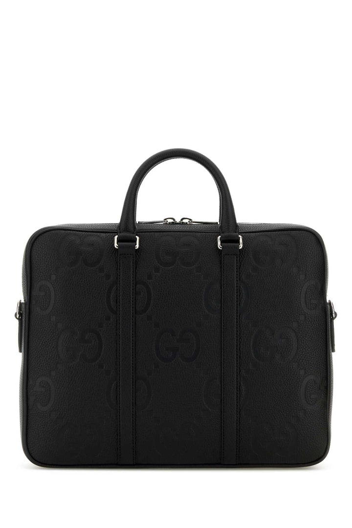 Gucci Men Black Leather Briefcase