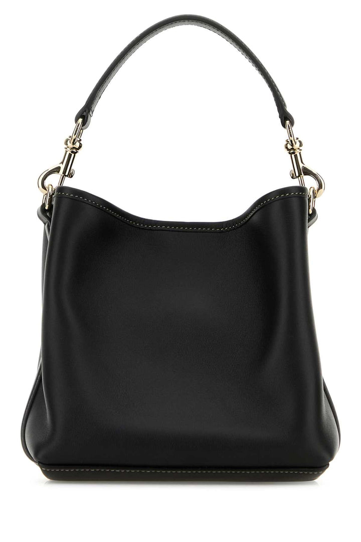 Gucci Women Black Leather Gg Emblem Bucket Bag