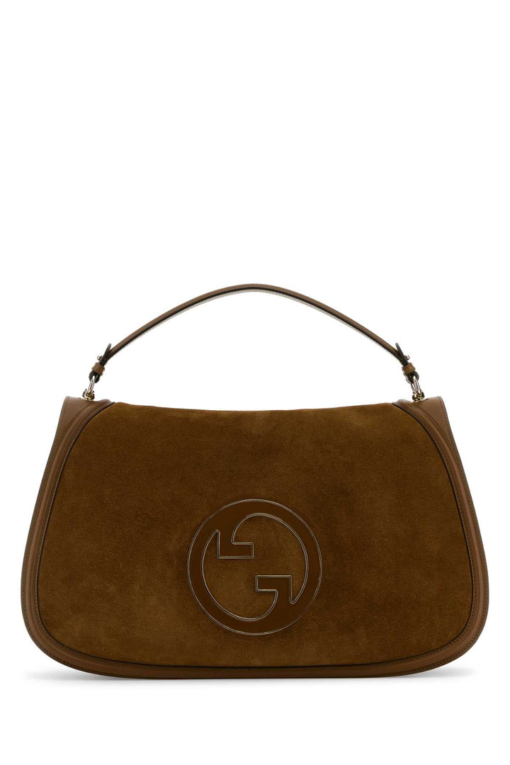 Gucci Women Brown Suede And Leather Large Gucci Blondie Handbag