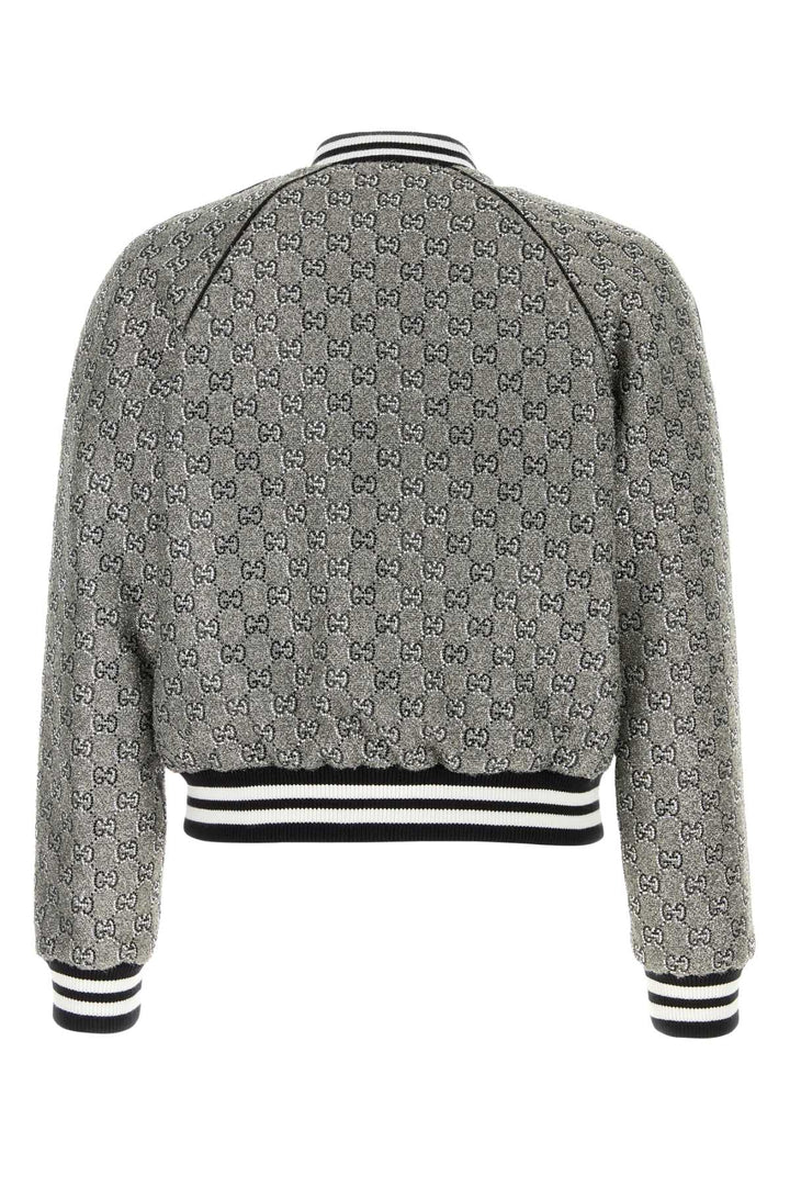 Gucci Men Embellished Tweed Bomber Jacket