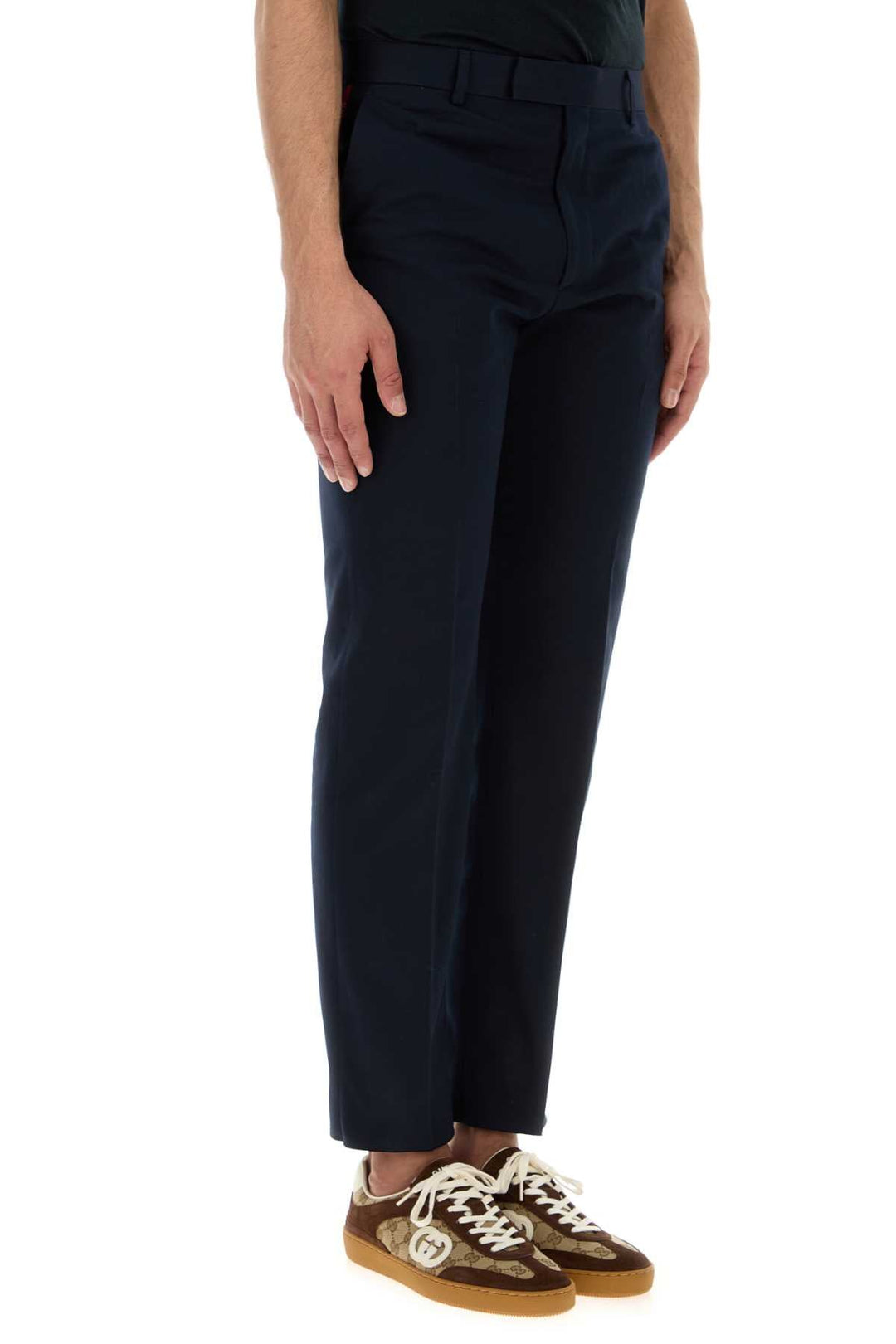 Gucci Men Navy Blue Gabardine Pant