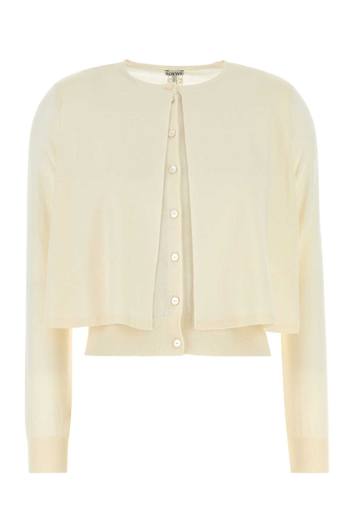 Loewe Women Cream Wool Cardigan