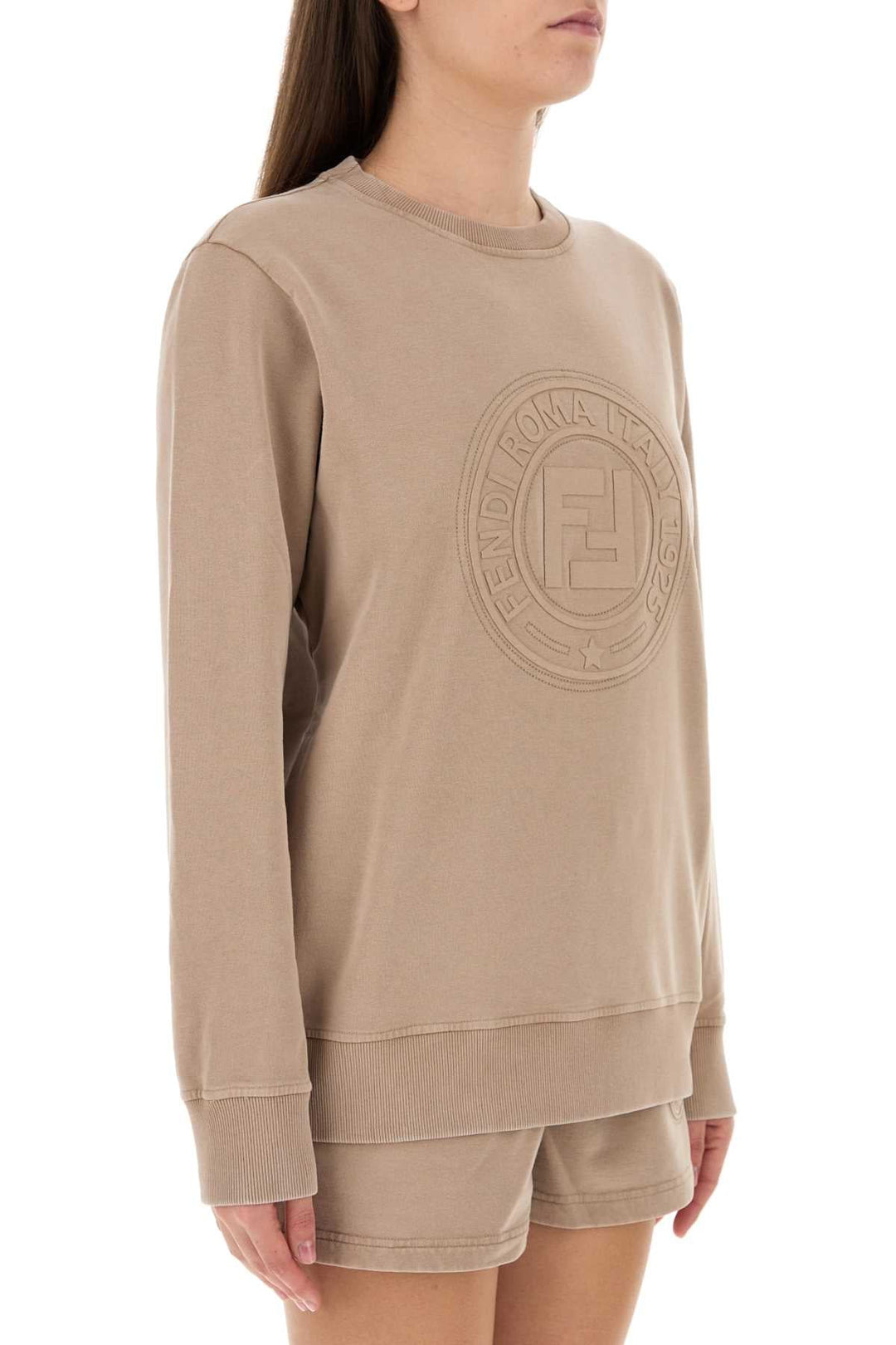 Fendi Women Cappuccino Cotton Oversize Sweatshirt