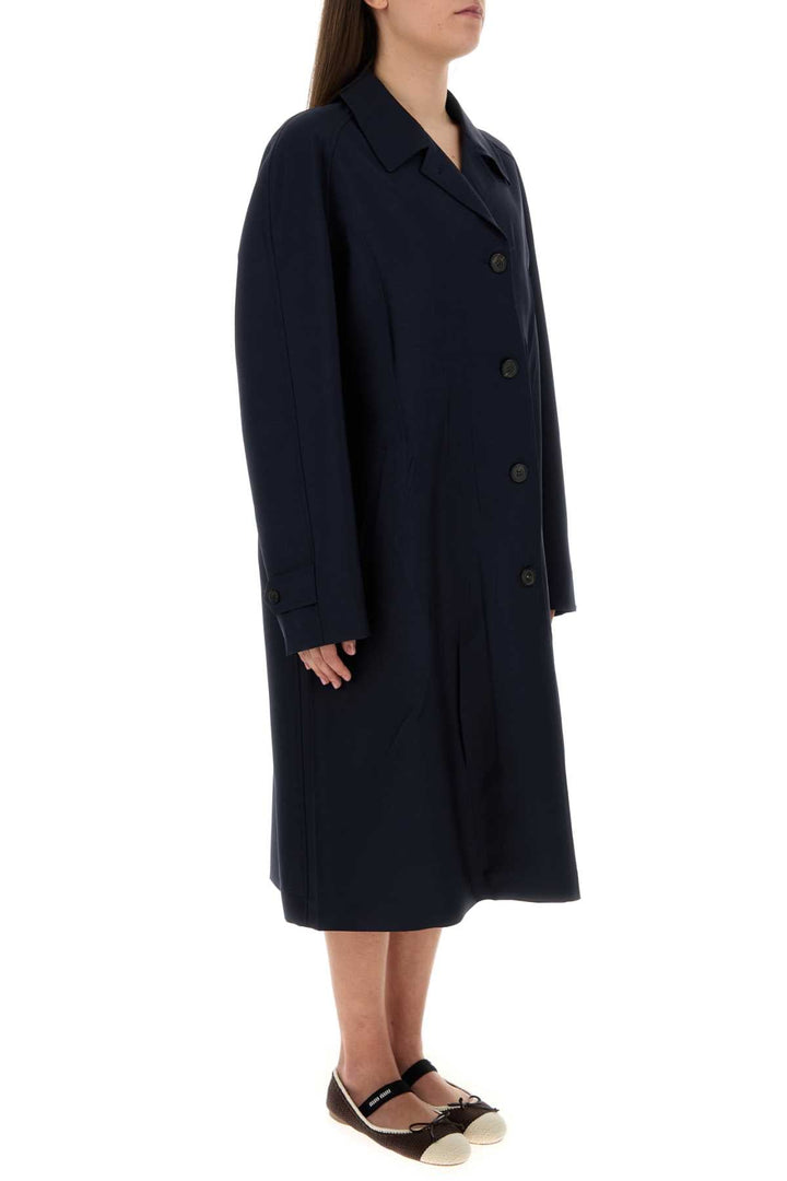 Miu Miu Women Navy Blue Mohair Blend Oversize Overcoat