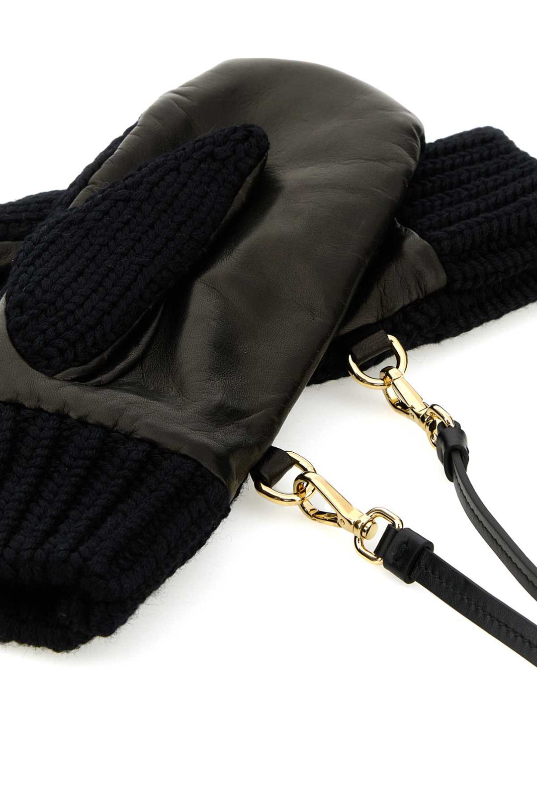 Prada Women Black Stretch Wool Blend Gloves