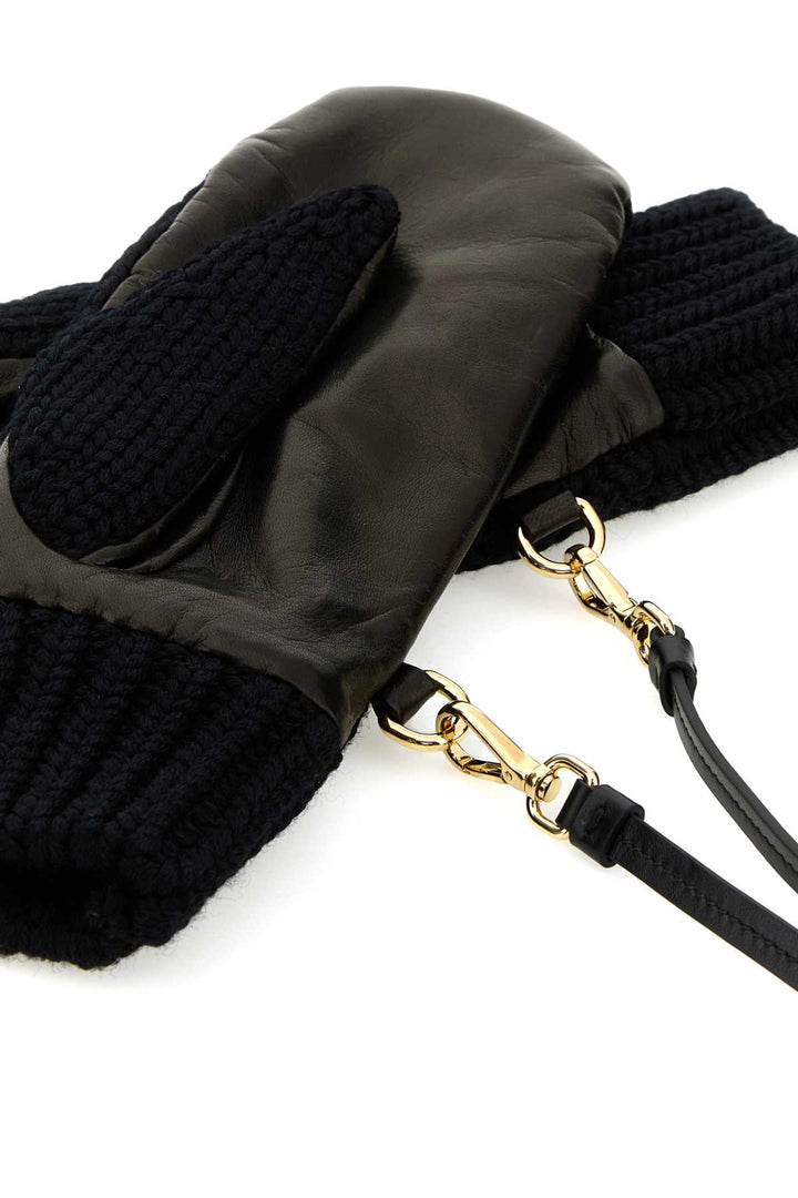 Prada Women Black Stretch Wool Blend Gloves