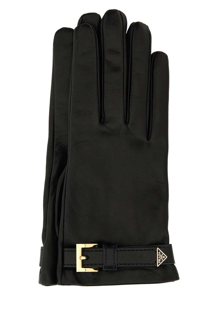 Prada Women Black Nappa Leather Gloves