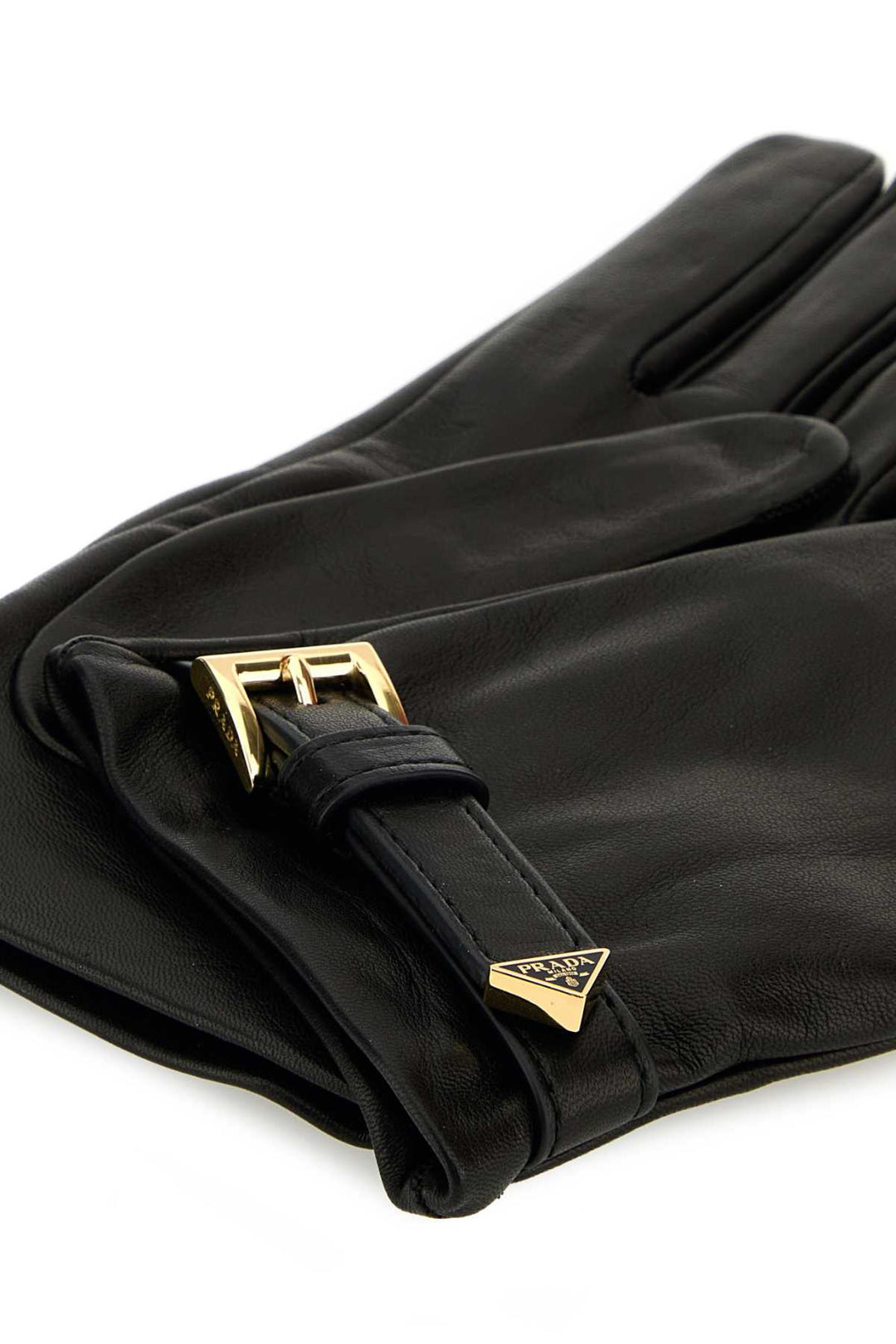 Prada Women Black Nappa Leather Gloves