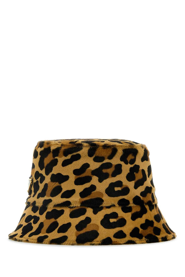 Prada Women Printed Calf Hair Bucket Hat