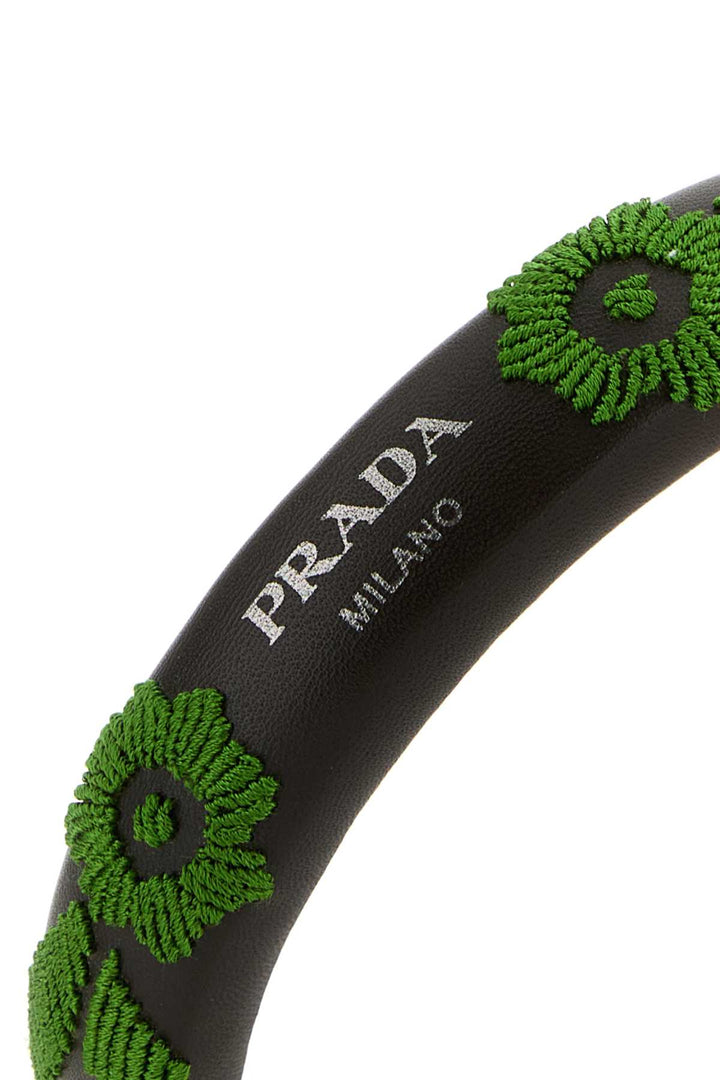Prada Women Brown Nappa Leather Hairband