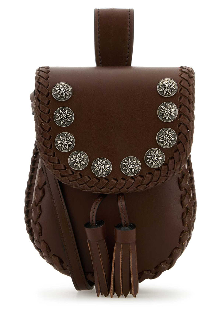 Prada Women Brown Leather Crossbody Bag