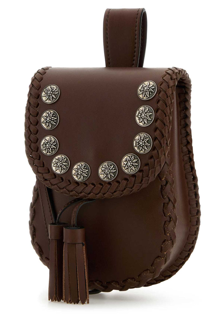 Prada Women Brown Leather Crossbody Bag