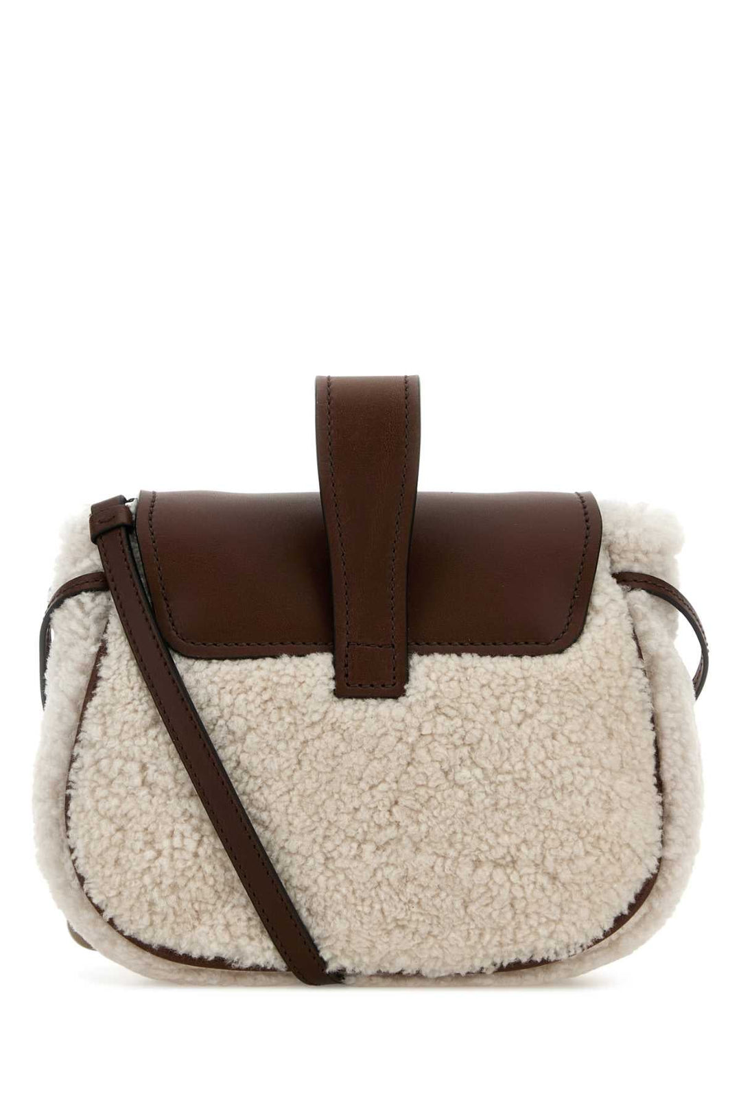 Prada Women Sand Shearling Crossbody Bag