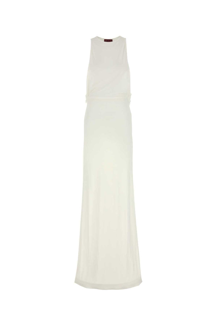 Gucci Women White Crepe Long Dress