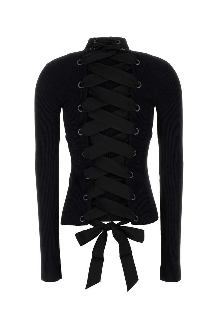 Balenciaga Women Black Stretch Viscose Blend Top