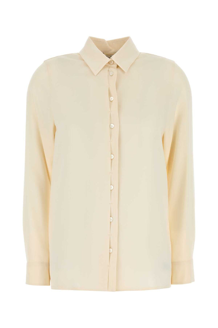 Max Mara Women Cream Stretch Silk Avion Shirt
