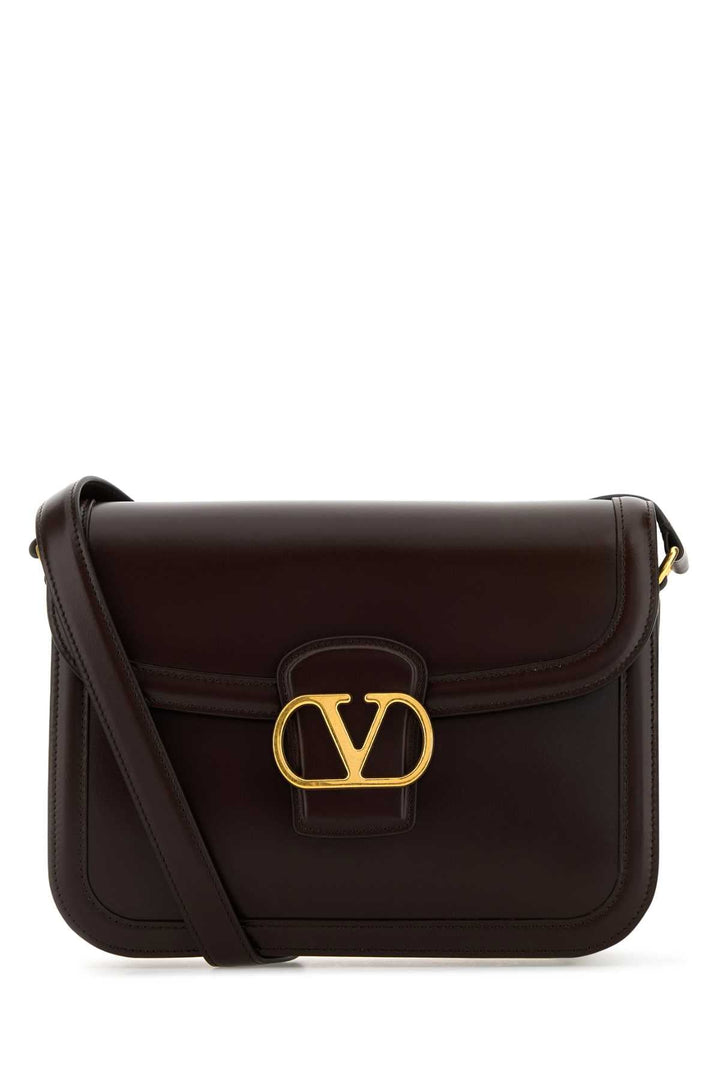 Valentino Garavani Women Dark Brown Leather 9To5 Shoulder Bag