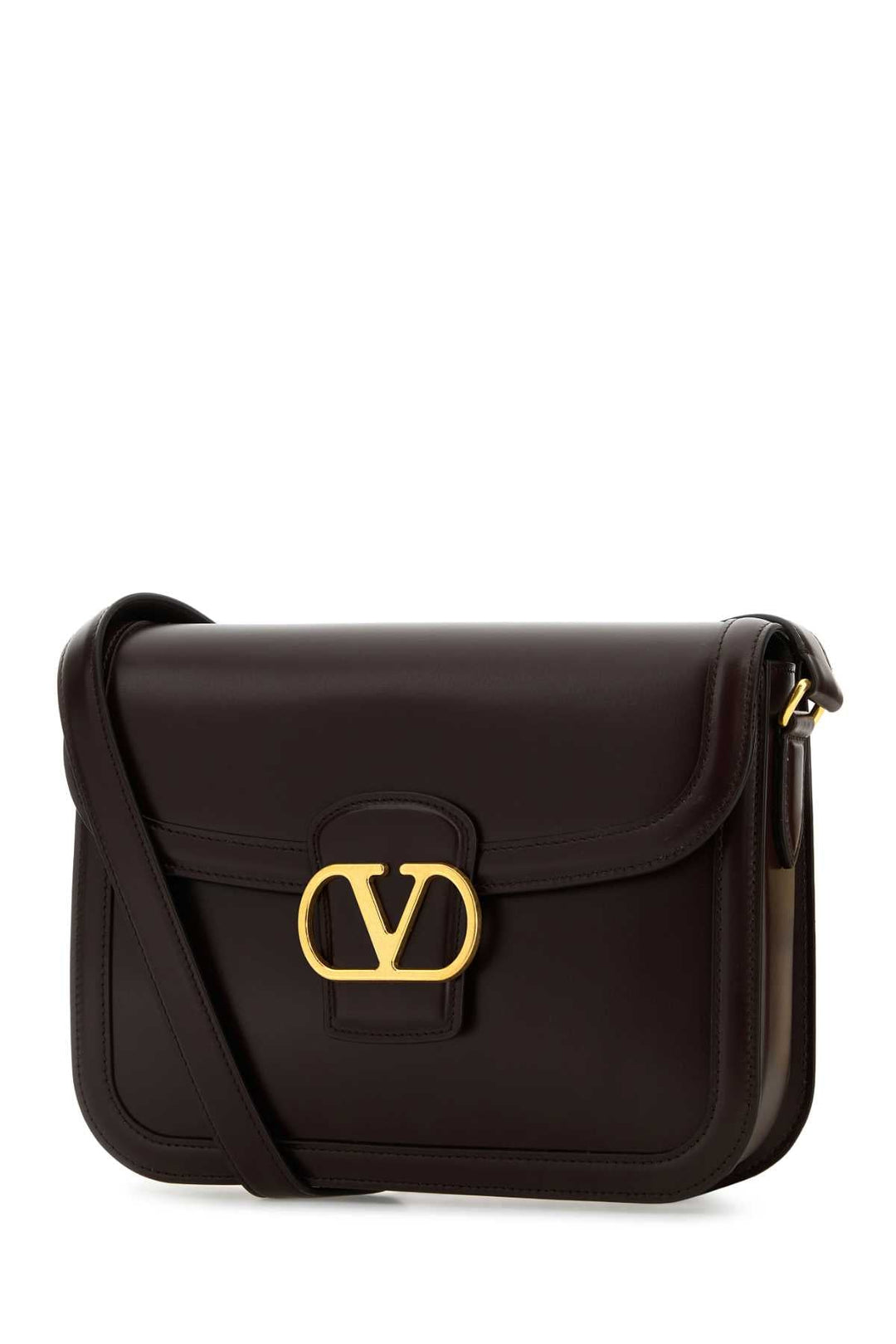 Valentino Garavani Women Dark Brown Leather 9To5 Shoulder Bag