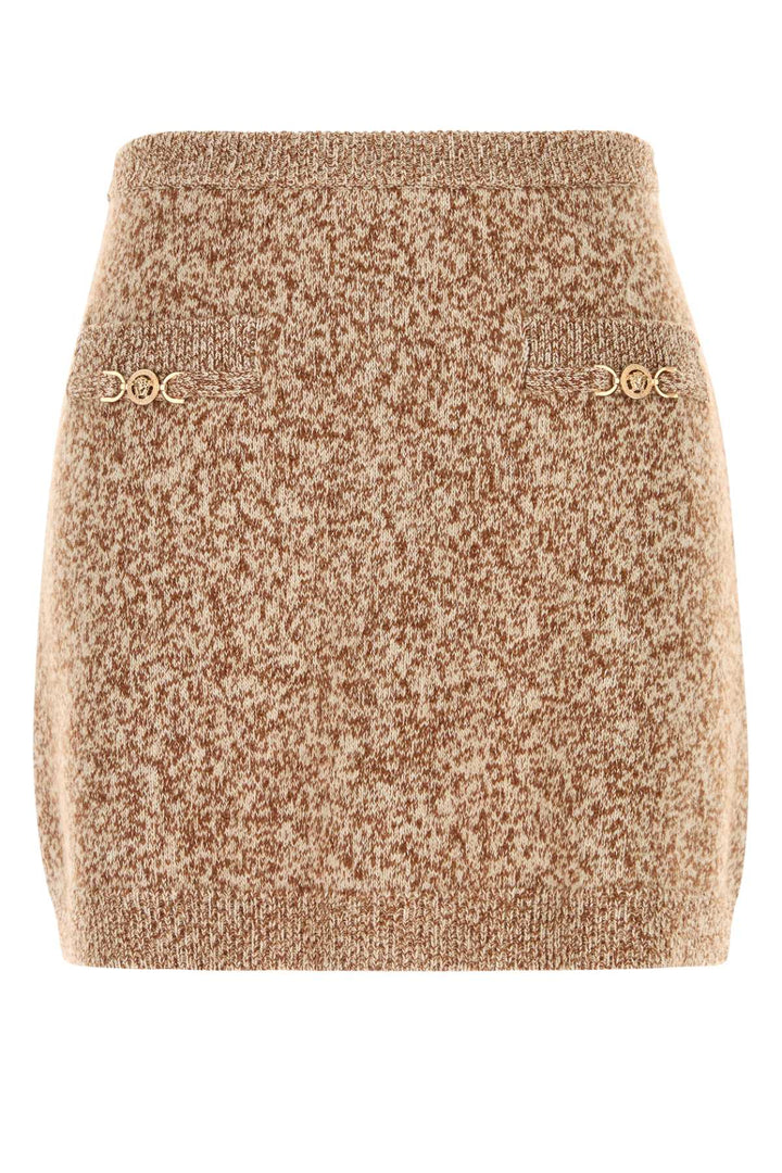 Versace Women Two-Tone Virgin Wool Blend Mini Skirt