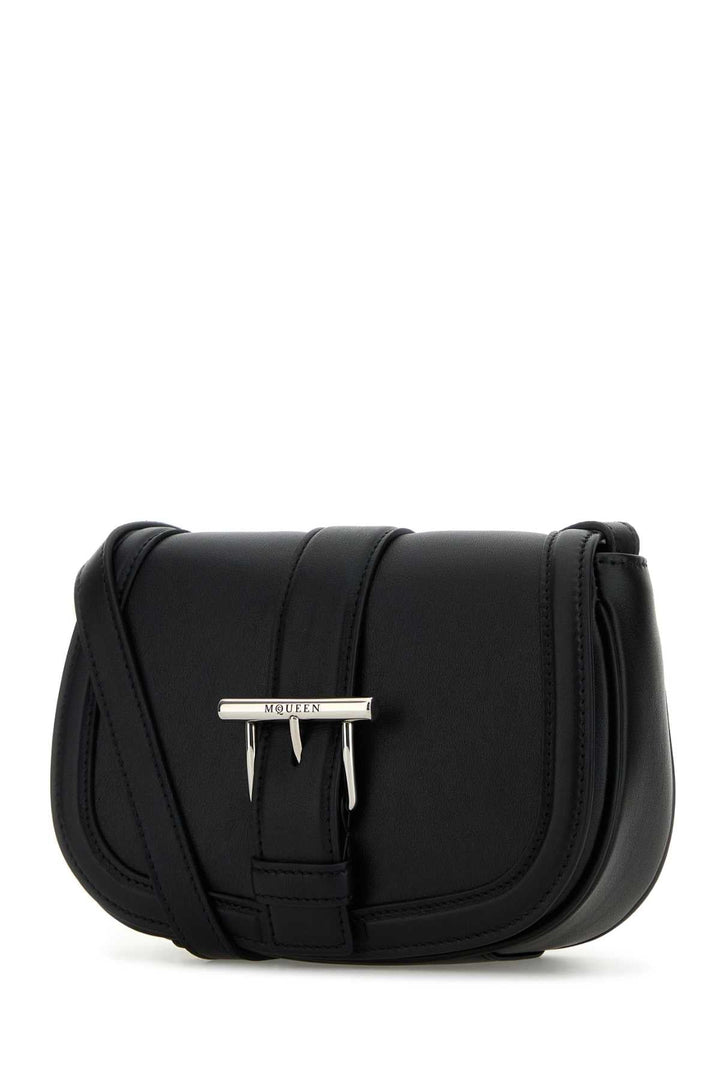 Alexander Mcqueen Women Black Leather Mini Satchel Crossbody Bag
