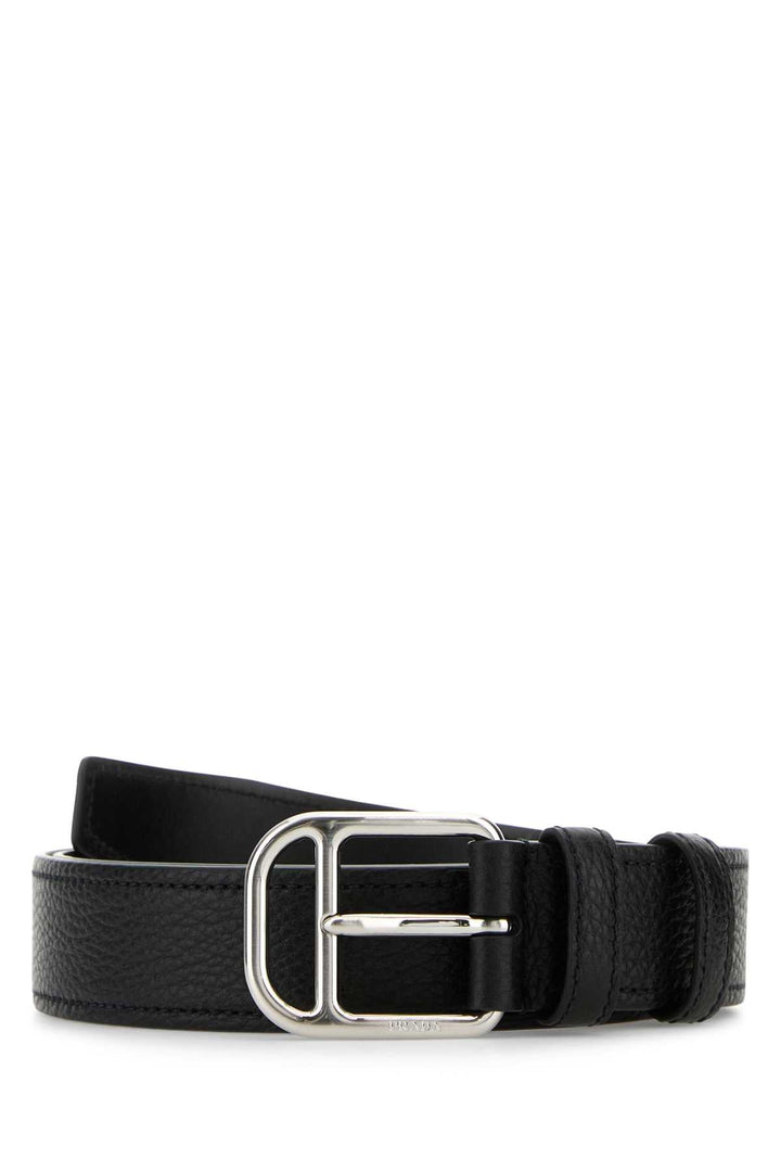 Prada Men Black Leather Belt